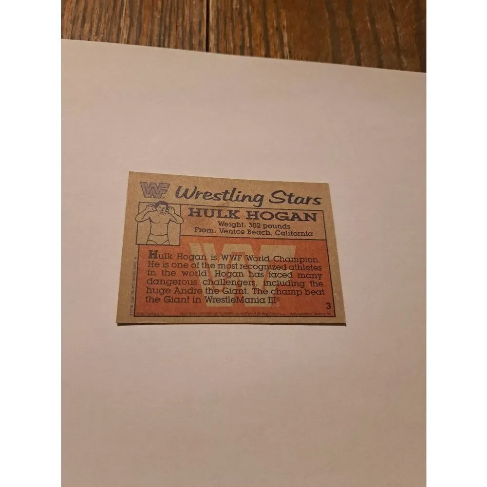1987 Topps WWF Hulk Hogan Trading Card #3 Vintage Wrestling - Picture 2 of 3